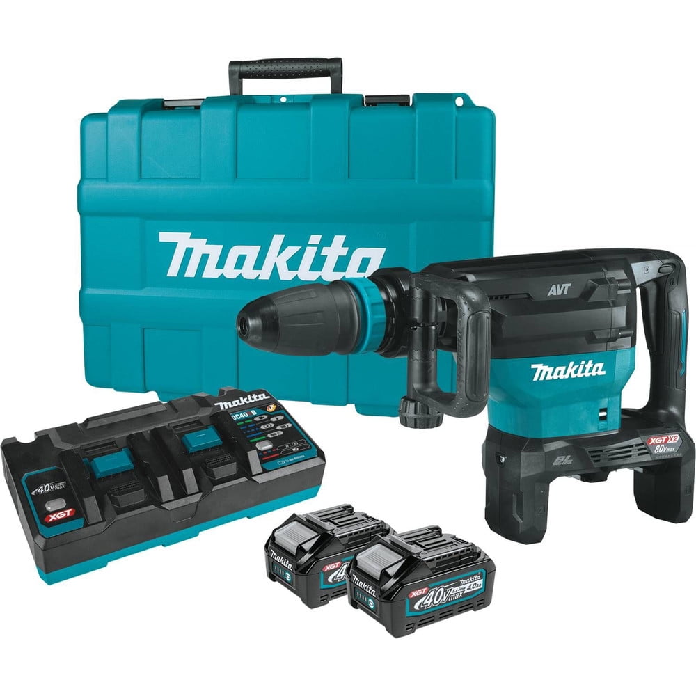 Makita GMH02PM 80V Max (40V Max X2) XGT Brushless Lithium-Ion 28 lbs. Cordless AWS Capable AVT Demolition Hammer Kit with 2 Batteries (4 Ah)