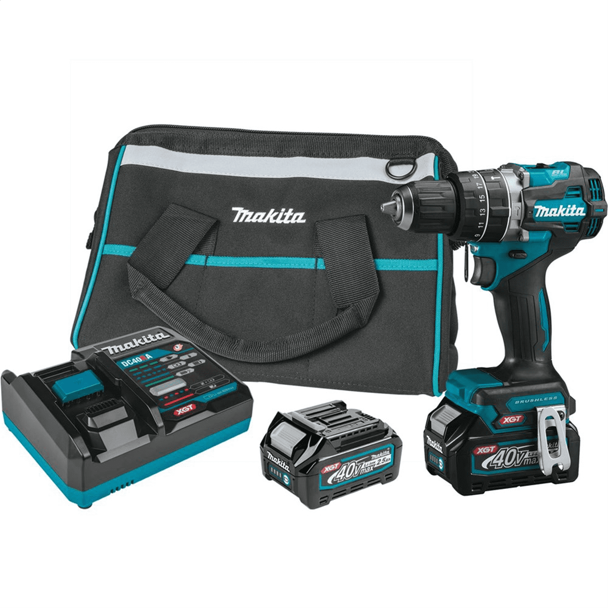 Makita 40V max XGT&reg; Compact Brushless Cordless 1/2" Hammer Driver-Drill Kit (2.5Ah)