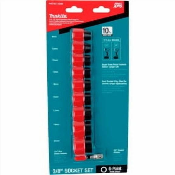 Makita Impact XPS Impact Socket Set w/ Std Socket Adapter 10Pc 3/8"" Drive 6pt M