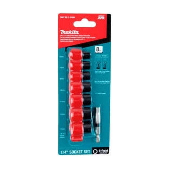 Makita Impact XPS Impact Socket Set w/ Std Socket Adapter 8 Pc 1/4"" Drive 6pt M