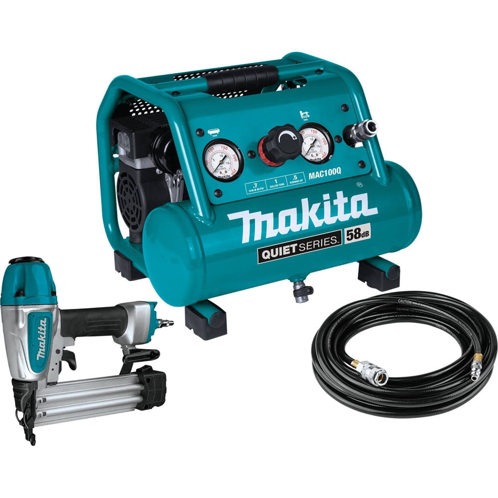 Makita MAC100QK1 Quiet Series .5 HP 1 Gallon Oil-Free Hand Carry Air Compressor/ 18 GA Brad Nailer Combo Kit