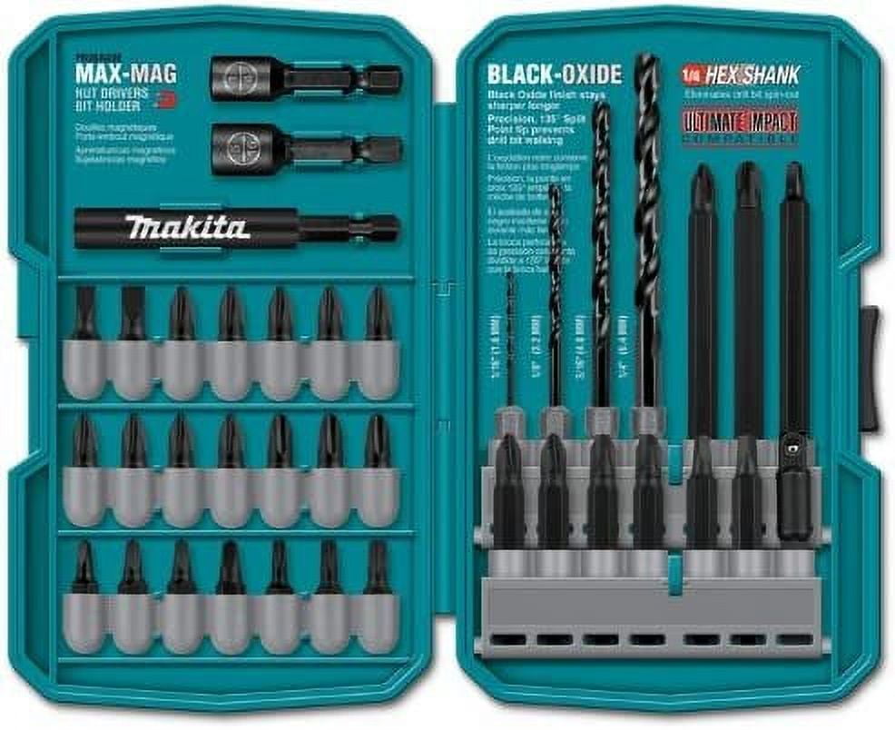 Makita T-01373 38 Piece Impact Drill-Driver Bit Set , Black