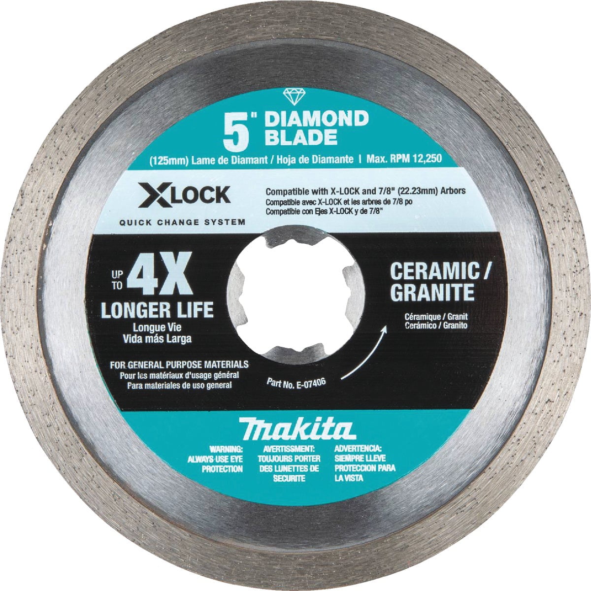 Makita X-LOCK 5 In. Continuous Rim Dry/Wet Cut Diamond Blade E-07406