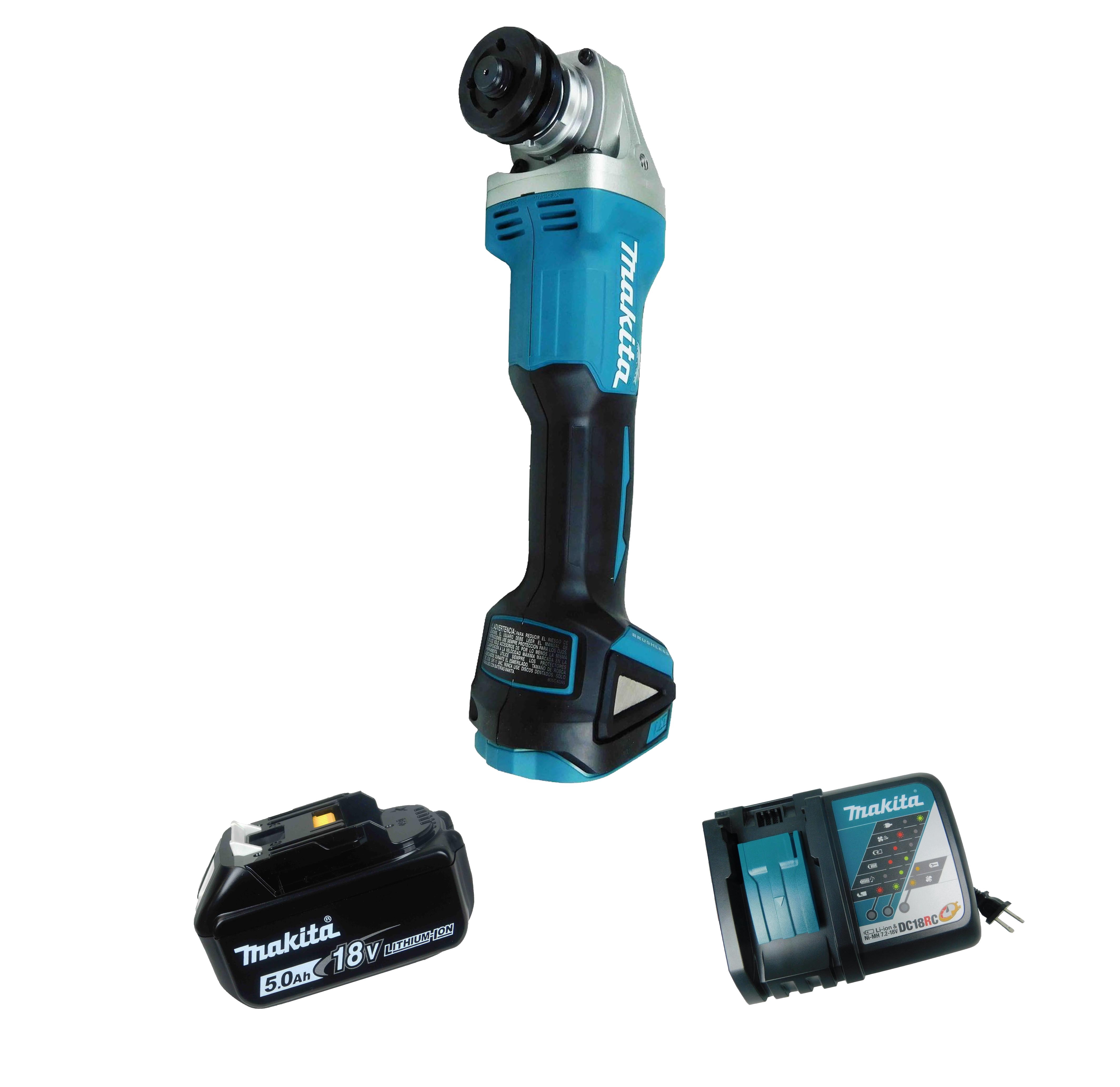 Makita XAG04Z 18V LXT Cordless 41/2"/5" Angle Grinder w/ 5Ah Battery & Charger