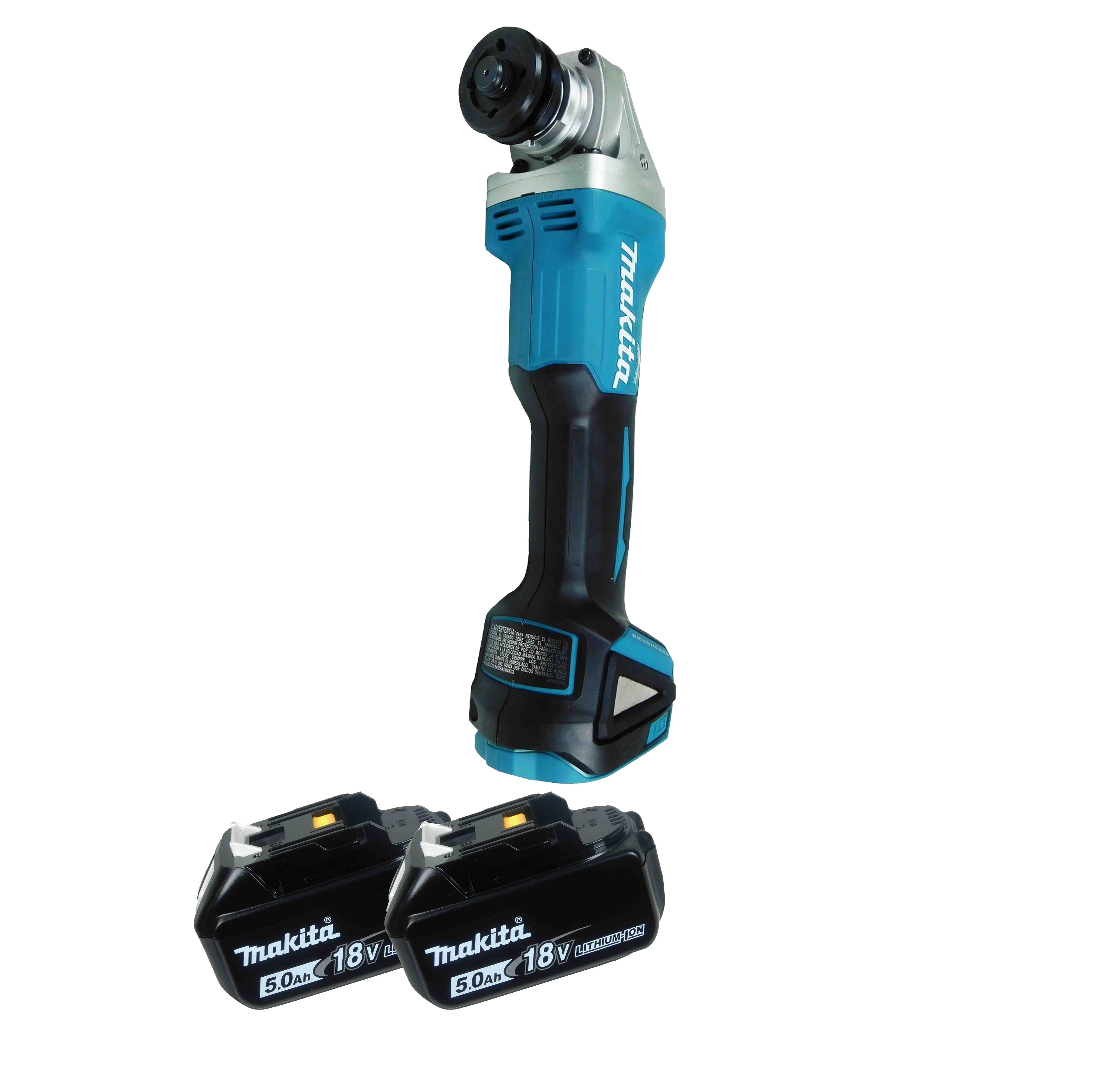Makita XAG04Z 18V LXT Cordless 4‑1/2"/5" Angle Grinder with (2) 5.0Ah Batteries