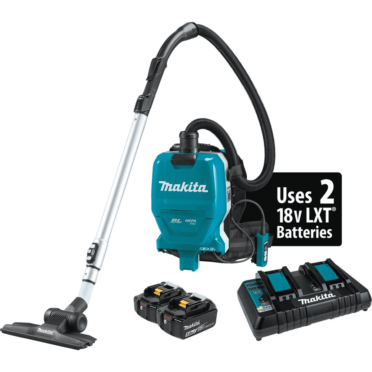 Makita 18V X2 (36V) LXT&reg; Lith-Ion Brushless Cordless 1/2 Gallon HEPA Filter Backpack Dry Vacuum Kit (5.0Ah)