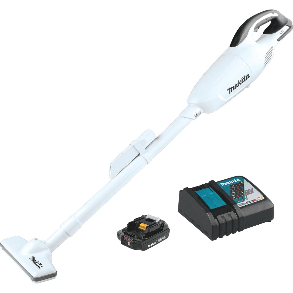 Makita XLC02RB1W 18V LXT Lithium-Ion Compact Cordless Vacuum Kit (2.0Ah), 1.3 Pint