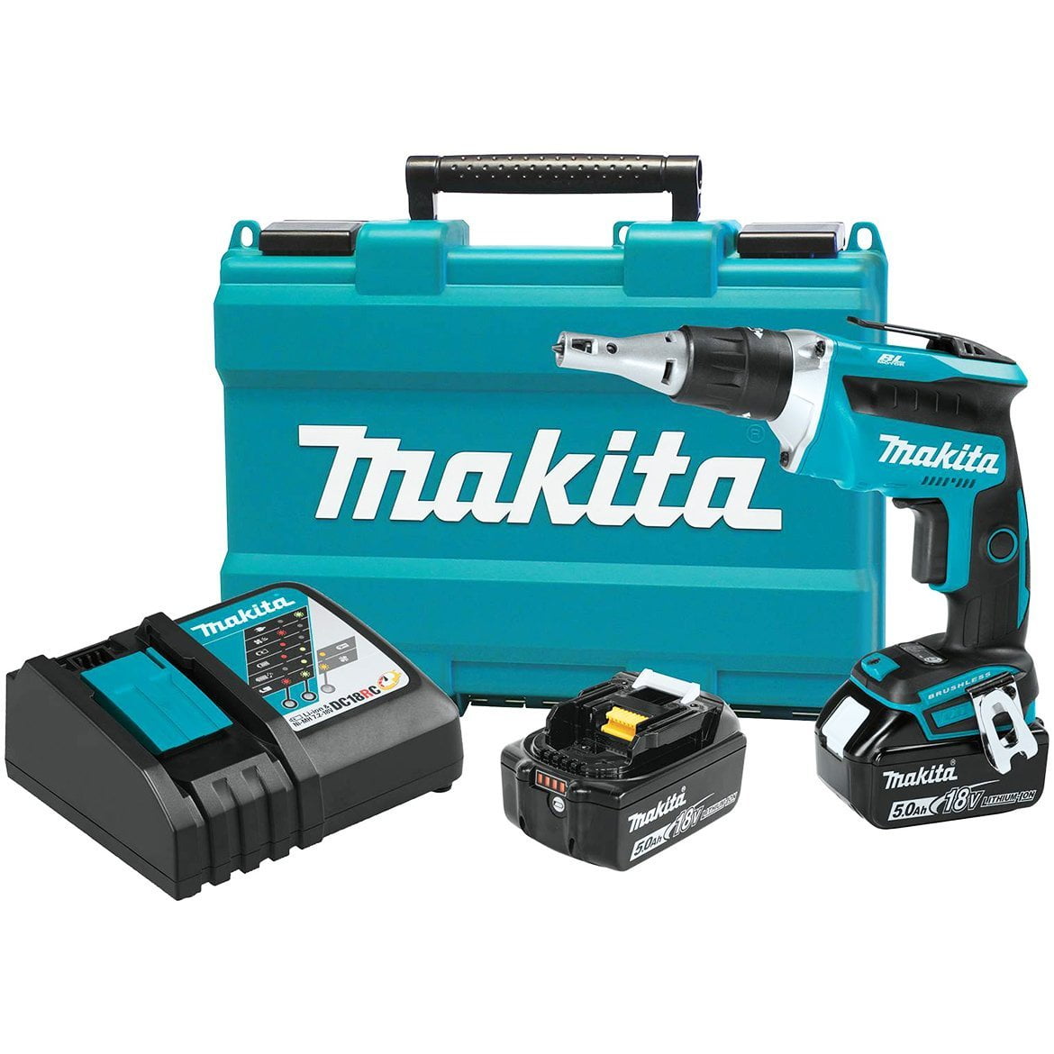 Makita XSF03T 18-Volt 1/4-Inch 5.0Ah Hex Lithium-Ion Drywall Screwdriver Kit