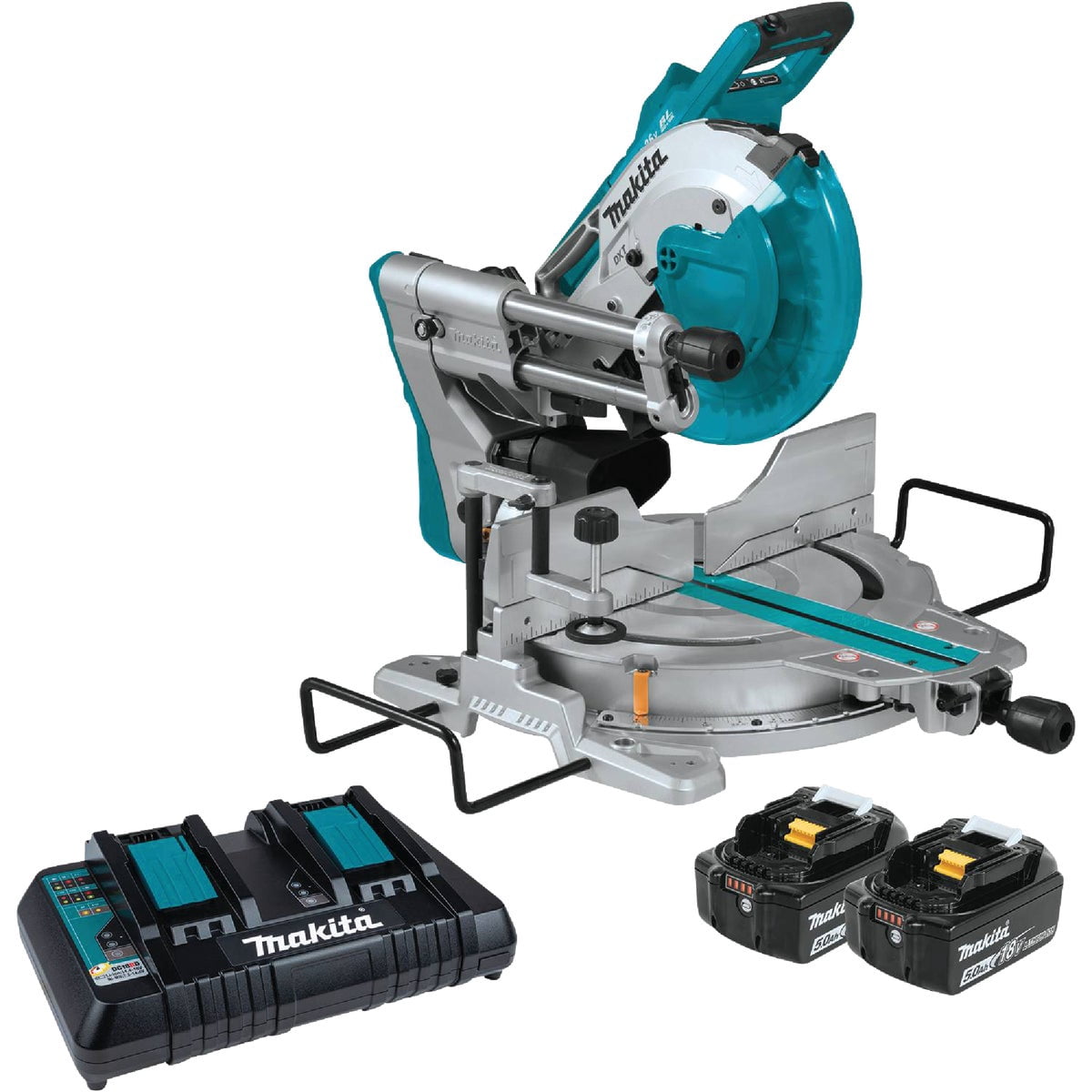 Makita XSL06PT 18V x2 LXT Lithium-Ion (36V) Brushless Cordless 10" Dual-Bevel Sliding Compound Miter Saw with Laser Kit (5.0Ah)