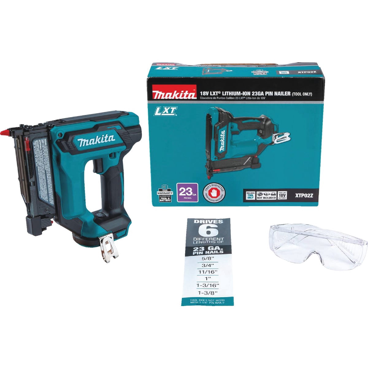 Makita XTP02Z 18V LXT Lithium-Ion Cordless 1-3/8" Pin Nailer, 23 Gauge, Tool Only