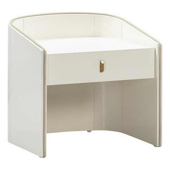 Maklaine 1-Drawer Transitional Wood Nightstand in Cream/Blue