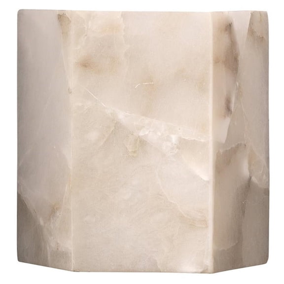 Maklaine 1-Light Hexagon Alabaster Stone Coastal Wall Sconce in White