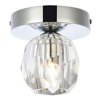 Maklaine 1-Light Stainless Steel and Glass Flush Mount in Chrome