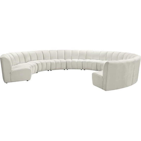 Maklaine 10-Piece Contemporary Velvet Modular Sectional in Cream