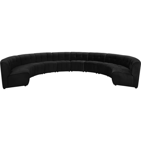 Maklaine 10-Piece Modular Contemporary Velvet Sectional Sofa in Black