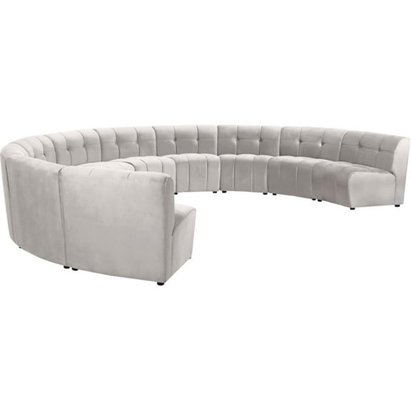Maklaine 10-Piece Modular Contemporary Velvet Sectional Sofa in Cream