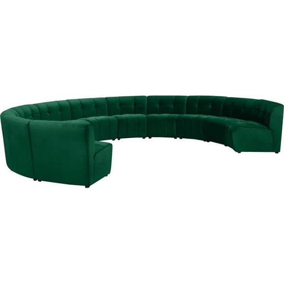 Maklaine 11-Piece Modular Contemporary Velvet Sectional Sofa in Green
