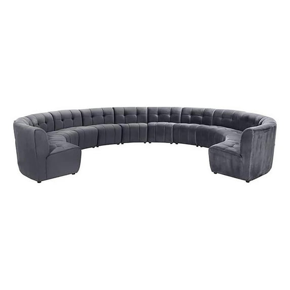 Maklaine 12-Piece Modular Contemporary Velvet Sectional Sofa in Gray