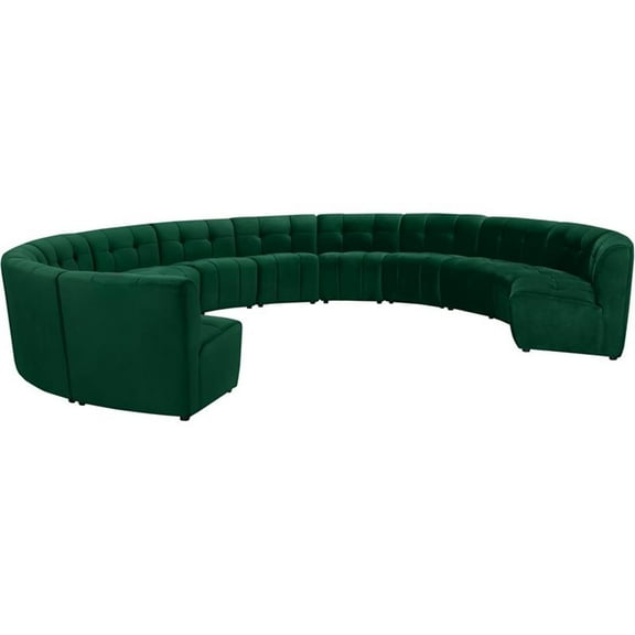 Maklaine 12-Piece Modular Contemporary Velvet Sectional Sofa in Green