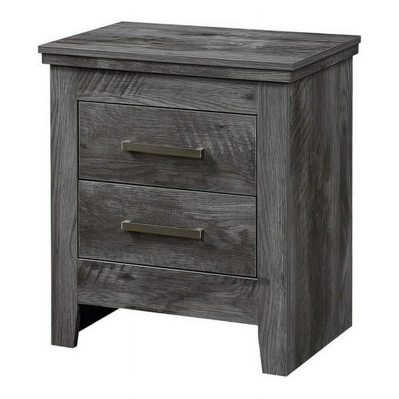 Maklaine 15.5" 2-drawer Transitional Solid Wood Nightstand in Rustic Gray