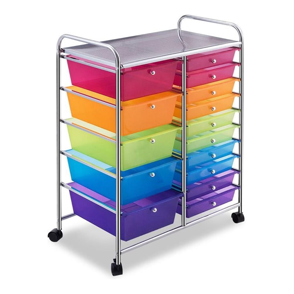 Maklaine 15 Drawers Scrapbook Paper Rolling Storage Cart in Multi-Color ...