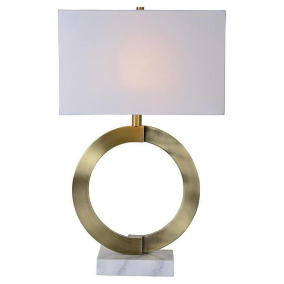 Maklaine 16" Modern 1-light Marble Table Lamp in Antique Bronze and White