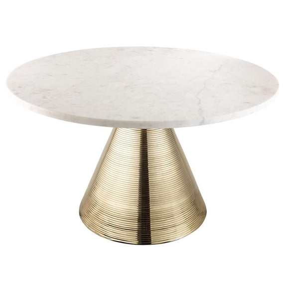 Maklaine 17.5"H Transitional Marble Coffee Table in White Finish