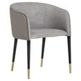 thumbnail image 1 of Maklaine 18.5" Modern Faux Leather and Fabric Dining Armchair in Gray and Black, 1 of 8