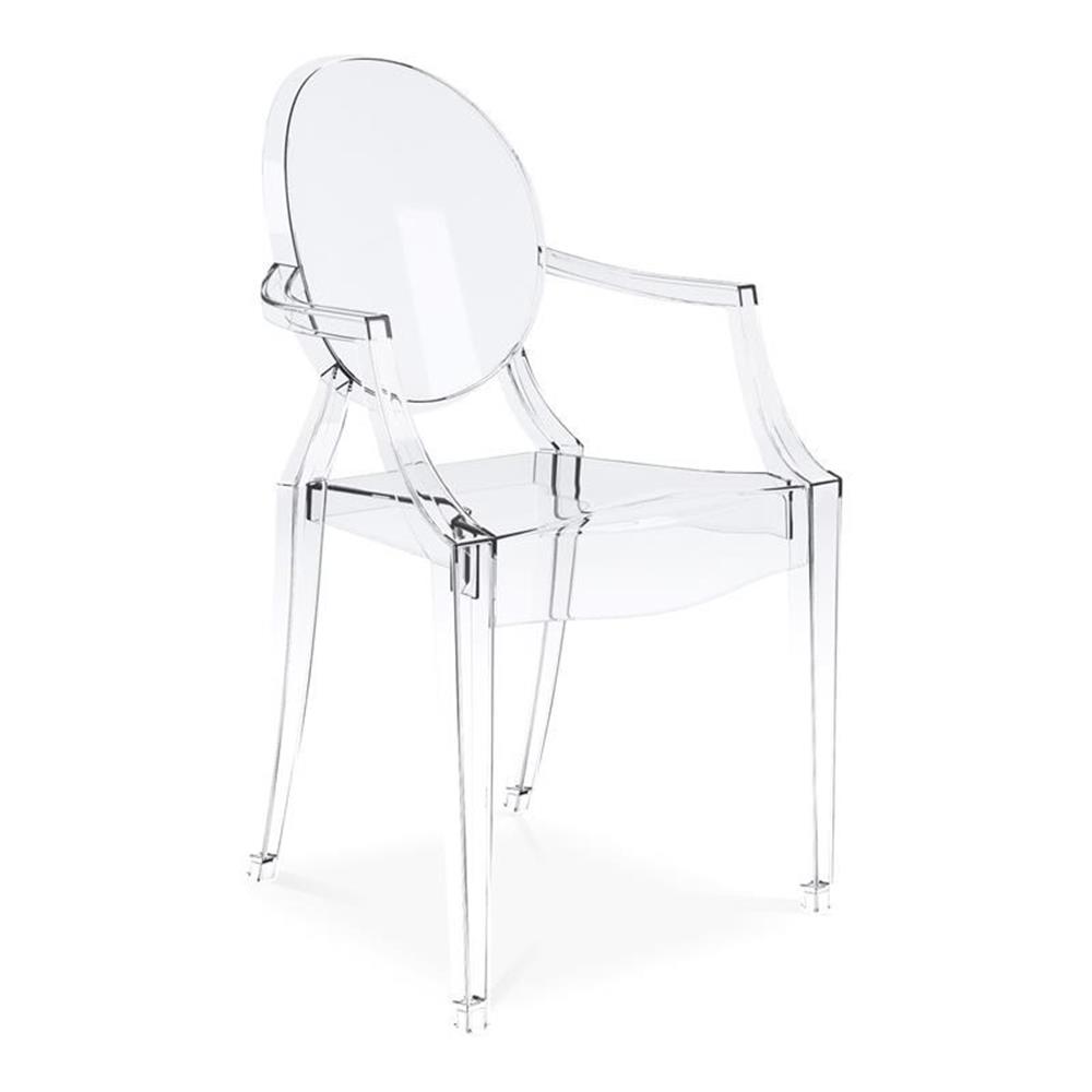Maklaine 18.5 inches Durable Seat Plastic Crystal Armchair in Clear