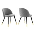 thumbnail image 1 of Maklaine 18" Fabric & Metal Dining Chairs in Black/Light Gray (Set of 2), 1 of 8