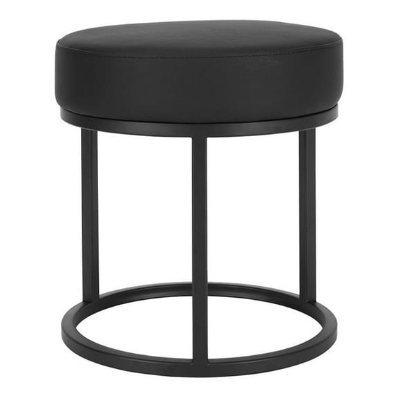 Maklaine 18" Modern Faux Leather & Metal Stan Stool in Black