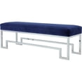thumbnail image 1 of Maklaine 18" Stainless Steel Bench in Silver & Navy Velvet Finish, 1 of 3