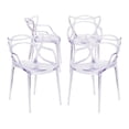 thumbnail image 1 of Maklaine 18 inches Mid-Century Plastic Dining Chairs in White (Set of 4), 1 of 6