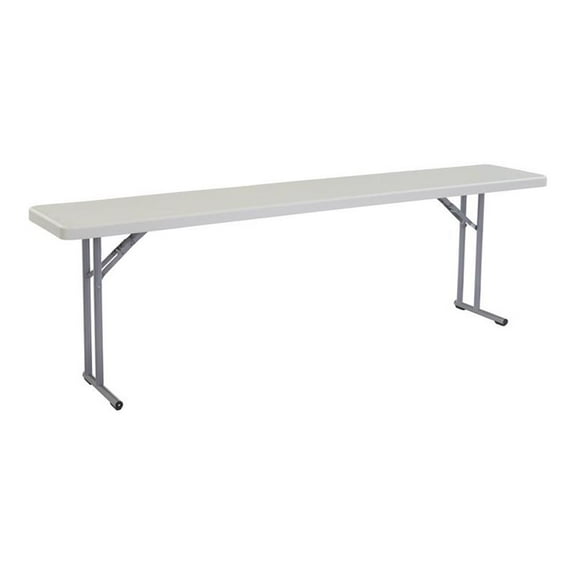 Maklaine 18x96" Plastic Heavy Duty Seminar Folding Table in Speckled Gray