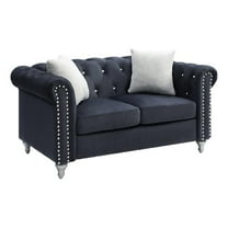 Maklaine 19" Contemporary Soft Velvet Upholstered Loveseat in Black