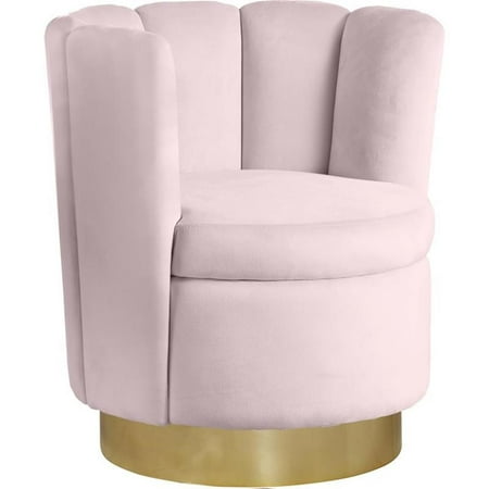 Maklaine 19" Contemporary Upholstered Velvet Swivel Accent Chair in Pink/Gold