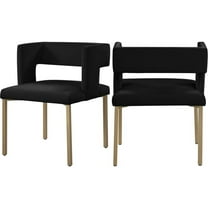 Maklaine 19" Contemporary Velvet Dining Chair in Black (Set of 2)
