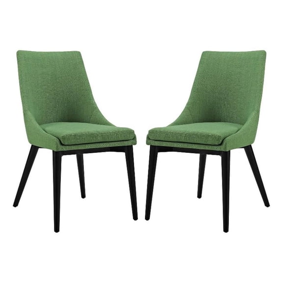Maklaine 19" Fabric Dining Side Chair in BlackKelly Green (Set of 2)