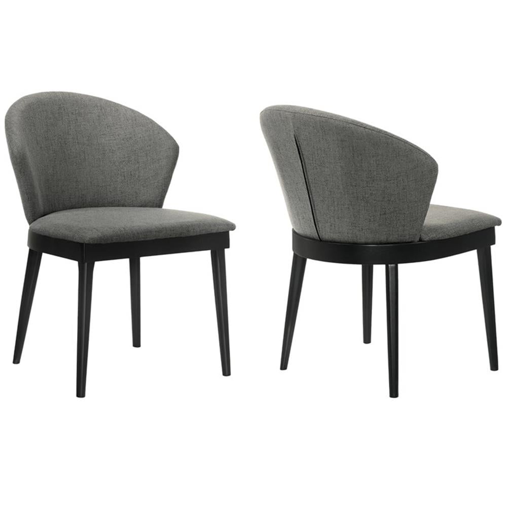 Juno Charcoal Fabric and Black Wood Upholstered Side Chairs, Set of 2
