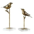 thumbnail image 1 of Maklaine 2-Piece Polyresin Metal Bird Sculpture Set in Antique Gold, 1 of 4