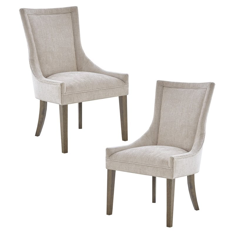 Maklaine 20.5" Traditional Solid Wood Ultra Dining Chairs in Cream (set