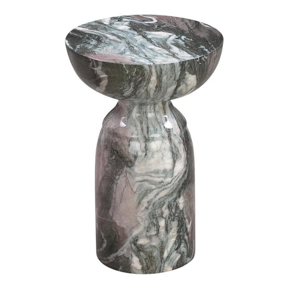 Maklaine 20"H Transitional Marble Concrete Stone Side Table in Gray