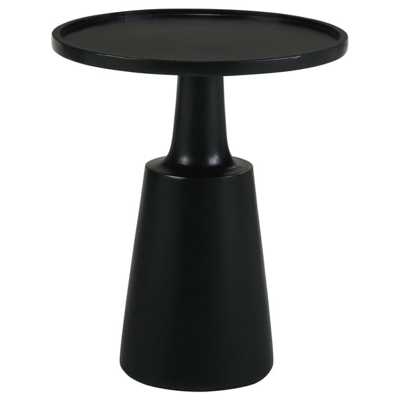 Maklaine 20" Round Pedestal Wood Accent Table in Black Stain