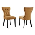 thumbnail image 1 of Maklaine 20" Velvet Dining Chairs in Cognac Brown/Black (Set of 2), 1 of 8