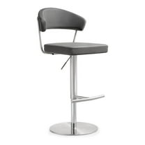 Maklaine 22" Contemporary Fabric and MDF Barstool in Gray Finish