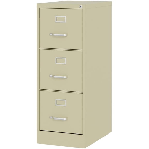 Maklaine 22"D 3 Drawer Letter Width Vertical Metal Filing Cabinet - Putty/Beige