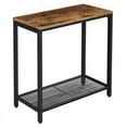 thumbnail image 1 of Maklaine 23.6" Modern Wood and Metal Side Table with Open Mesh Shelf in Brown, 1 of 5