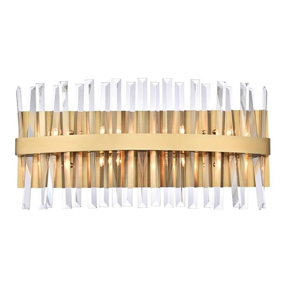 Maklaine 24" Iron and Crystal Bath Sconce in Satin Gold Finish