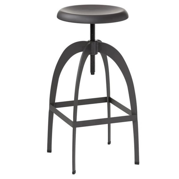 Maklaine 26.5 - 33.5" Modern Metal Adjustable Stool in Gray/Chrome