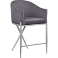 thumbnail image 1 of Maklaine 26.5" Contemporary Velvet Counter Stool in Rich Gray/Chrome, 1 of 7